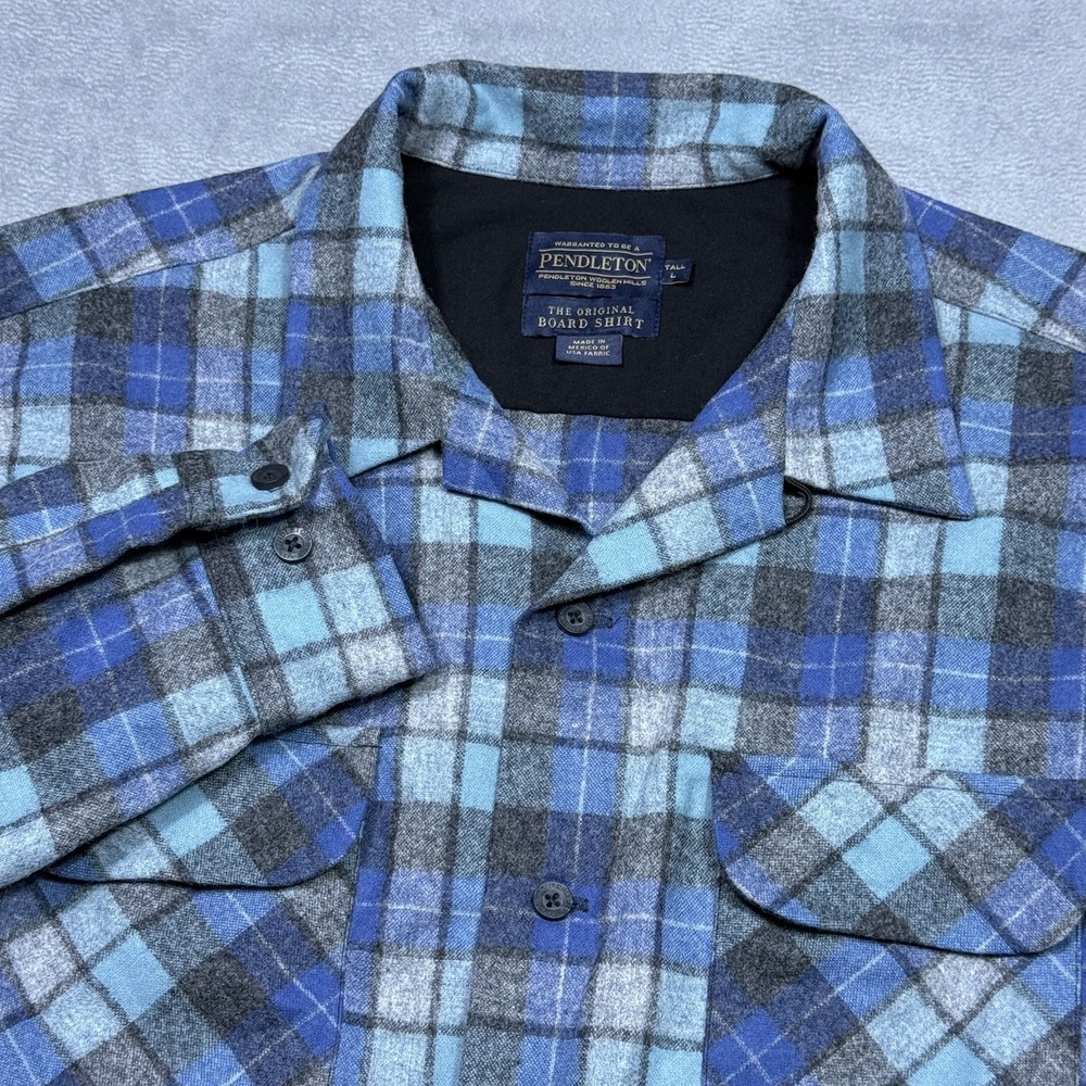 Pendleton Blue and Gray Plaid Button-Down Board Shirt